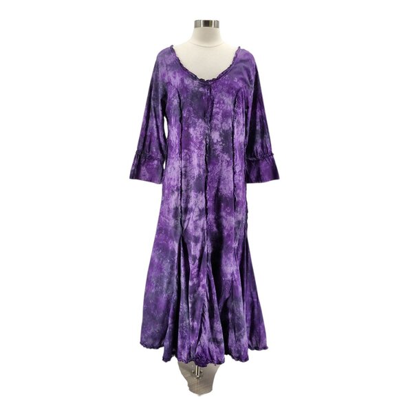 Vintage Phool Womens Large Dress Maxi Tie Dye Purple Ruffle Boho Hippie Party - Picture 9 of 9